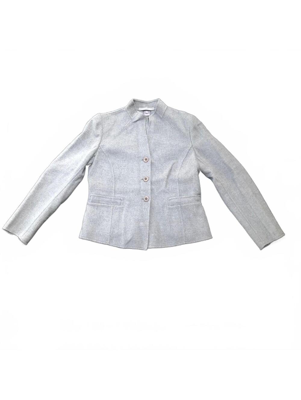 Ellen Tracy Women's Gray Wool Blend Button-Up Blazer Jacket Size S
